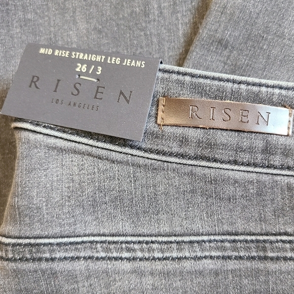 RISEN Mid Rise Frayed Cuff Ankle Straight Jeans - Picture 7 of 9